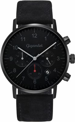 Uhr Herrenuhr Dualtime Gigandet Minimalism II G21-004 Schwarz Lederband