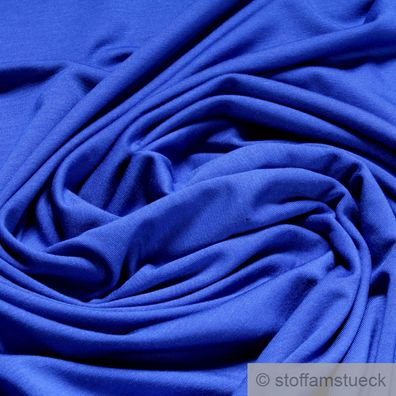 Stoff Bambus Elastan Single Jersey kobaltblau atmungsaktiv knitterarm blau