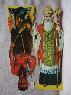 sehr alter Großbogen ARS czecheslowakei 55 / 56 Krampus & Nikolaus