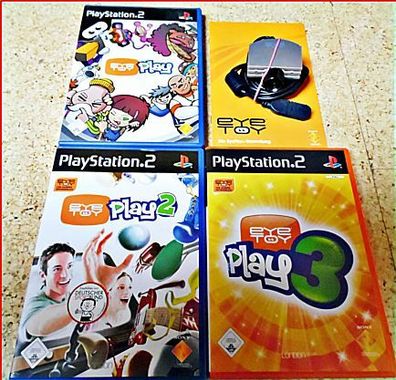PS2 3 Eye Toy Spiele + Kamera: EyeToy Play 1 + 2 + 3 * Über 100 Camera Minispiele *