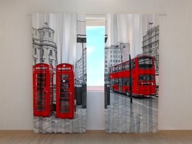 Fotogardine Londoner Bus, Gardine mit Motiv, Digitaldruck, Fotovorhang nach Maß