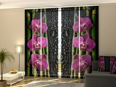Fotogardine luxuriöse Orchideen, Schiebevorhang mit Motiv Schiebegardine auf Maß