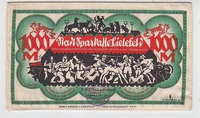 seltene Stoff Banknote 1000 Mark Bielefeld 1922 bankfrisch