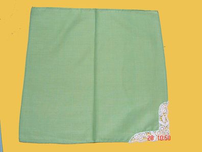 Taschentuch grün mit Spitzeneinsatz Dirndl Taschentuch Baumwolle 24x24 cm