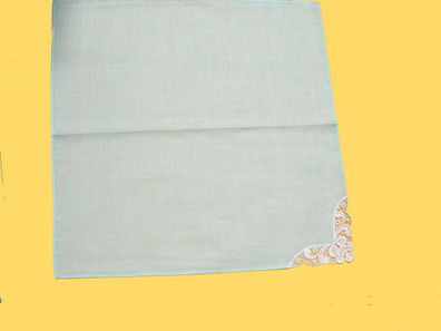 Taschentuch mintgrün mit Spitzeneinsatz Dirndl Taschentuch Baumwolle 24x24 cm