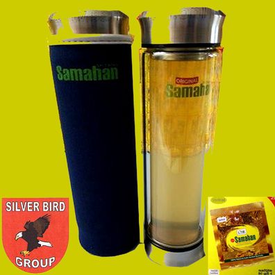 Samahan Designer Glas Thermosflasche mit 30 Tütchen Samahan Ayurveda Ceylon Tee