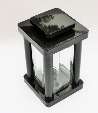 Grablaterne Grablampe aus Granit swedish black große Fenster