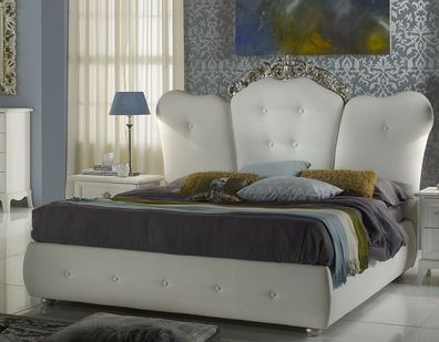 Doppelbett ROYAL 180x200cm weiß elegant luxuriöses Polsterbett mit Bettkasten