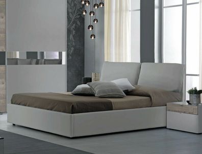 NEU Polsterbett PARIS in Grau / Buche italienisch modern romantisch Doppelbett