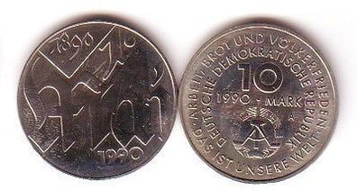 DDR Gedenk Münze 10 Mark 100 Jahre 1. Mai Feiertag 1990
