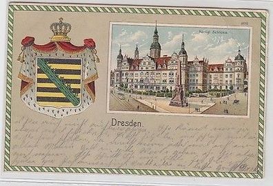 07835 Wappen Präge Ak Dresden königliches Schloss 1905