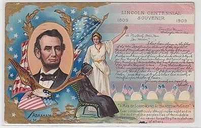 61651 Patriotika Präge Ak USA Präsident Abraham Lincoln 1911