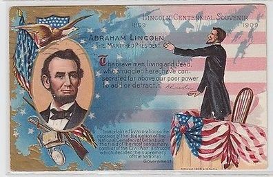 61647 Patriotika Präge Ak USA Präsident Abraham Lincoln 1911