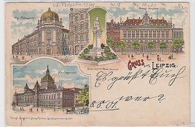 61890 Ak Lithographie Gruß aus Leipzig 1901