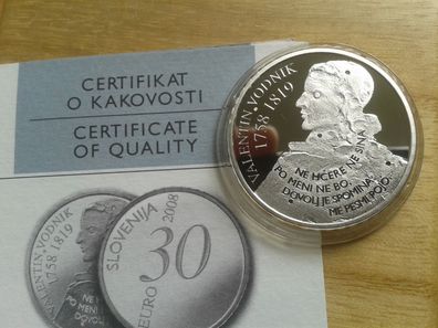 Original 30 euro 2008 PP Slowenien Vodnik Silber