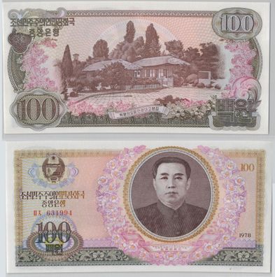 100 Won Banknote Nordkorea Korea Northern 1978 Pick 22 kassenfrisch (139499)