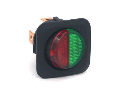 1 x Runder Wippschalter mit grüner Ein- und roter Aus-Beleuchtung, SPST, 12 VDC