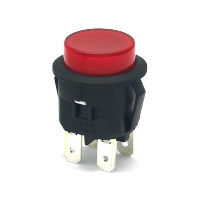 Schalter, runder Druckknopf, momentan, rot beleuchtet - PPW01056