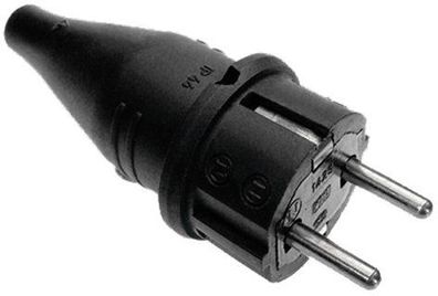 WTS -Vollgummi-Stecker mit Kabel-Knickschutz IP 44, Schwarz 1 Stück