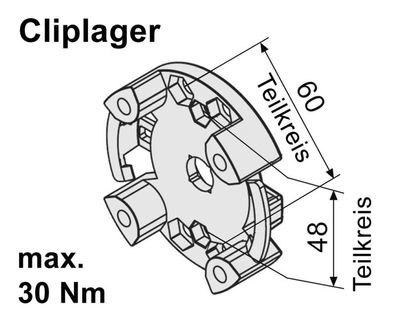 WTS - Motorlager -Wandlager für AM2 und AE2 Cliplager AM2-L010