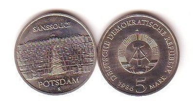 DDR Gedenk Münze 5 Mark Potsdam Sanssouci 1986