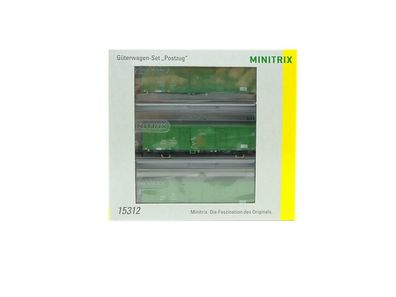 Minitrix N 15312, Güterwagen-Set Postzug, DP, neu, OVP