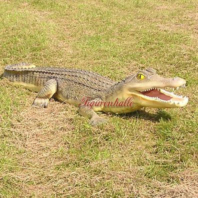 Alligator Krokodil Figur Statue Skulptur Gartenteich Garten Deko Reptil Deko groß