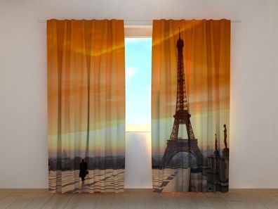 Fotogardine Paris und der Turm, Gardine mit Motiv, Fotovorhang nach Maß