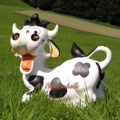 Kuh Figur schwarz bund Statue Skulptur Bauernhof Tierfigur Deko Garten