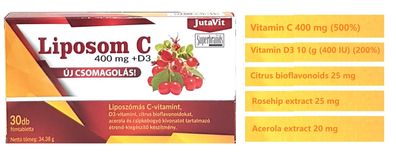 JutaVit Liposom C vitamin 400 mg 30 tabs + D3, Citrus Bioflavonoids, Acerola, Rosehip