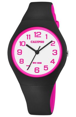 Calypso > Armbanduhr Kinder analog schwarz / pink Kunststoff > K5777/8