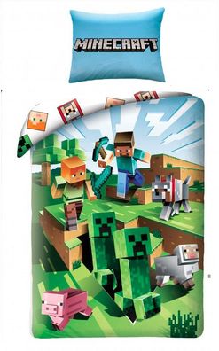 Minecraft Steve Alex Creeper Kinderbettwäsche Bettwäsche MNC129 140 x 200 cm
