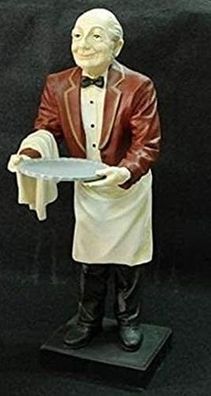 Butler Diener Mann alt Hand bemalt Statue Figur Büste Dekoration