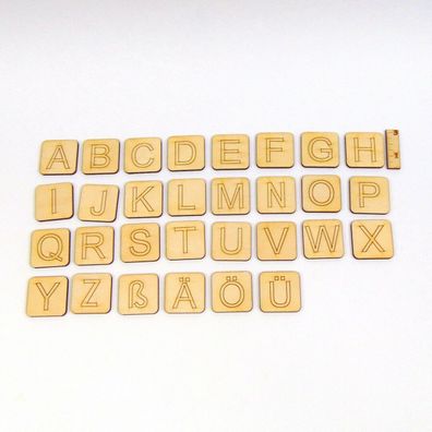 Schulanfang 1 Klasse Plättchen Alphabet komplett Lern Hilfe aus Holz NEU 3 cm