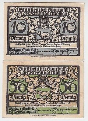 10 und 50 Pfennig Banknoten Notgeld Sparkasse Wohlau 1921