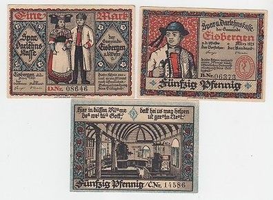 3 Banknoten Notgeld Sparkasse der Gemeinde Eisbergen 1921