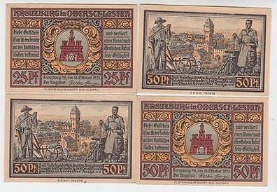 4 Banknoten Notgeld Stadt Kreuzburg in Oberschlesien 1921