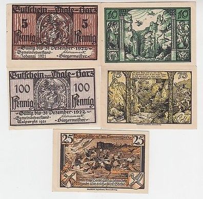5 Banknoten Notgeld Stadt Thale Harz 1921