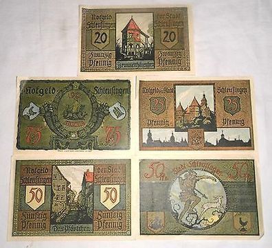 komplette Serie mit 5 Banknoten Notgeld Stadt Schleusingen 1921
