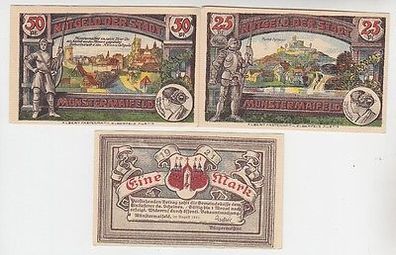 3 Banknoten Notgeld Stadt Münstermaifeld 1921
