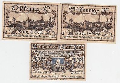 3 Banknoten Notgeld Stadt Zülz Oberschlesien 1921