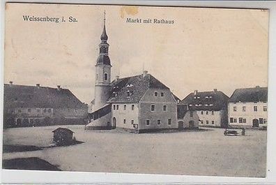 61628 Ak Weissenberg in Sachsen Markt mit Rathaus 1908