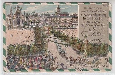 62013 Ak Lithographie Leipzig Besuch von König Georg 1902