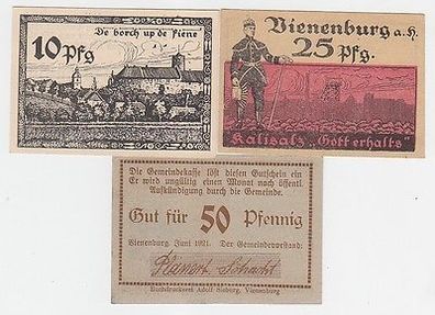 3 Banknoten Notgeld Gemeinde Vienenburg am Harz 1921