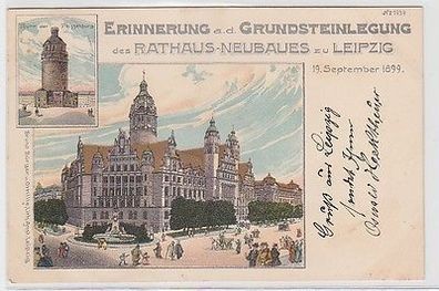 63174 Ak Lithographie Leipzig Rathaus Neubau 1899