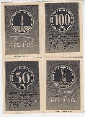 komplette Serie mit 4 x Banknoten Notgeld Erfurt Notgeldausstellung 1922