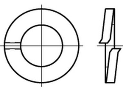 DIN 127 Federstahl Form A galvanisch verzinkt Federringe, aufgebogen