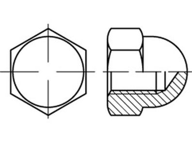 DIN 1587 A 4 Sechskant-Hutmuttern, hohe Form