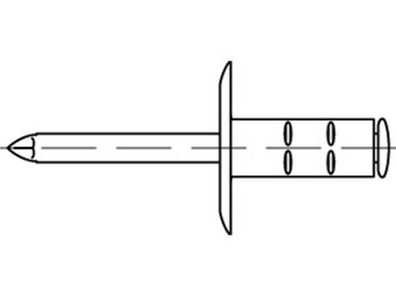 ART 88475 Niet Al-Leg. MB-CK Dorn Stahl verz. Offene Blindniete m. Sollbruchdorn