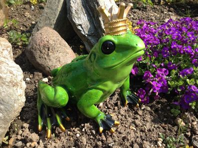 XL Froschkönig groß Frosch Unke grün / gold, Garten Teich Pool deko figur Rossi